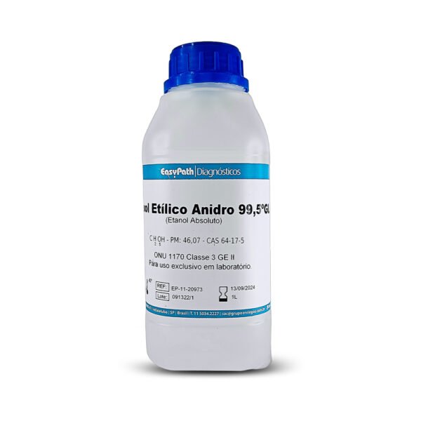 Álcool Etílico Anidro (absoluto) ONU 1170 Classe 3 GE II 99,5ºGL, 1000ml - Uso laboratorial